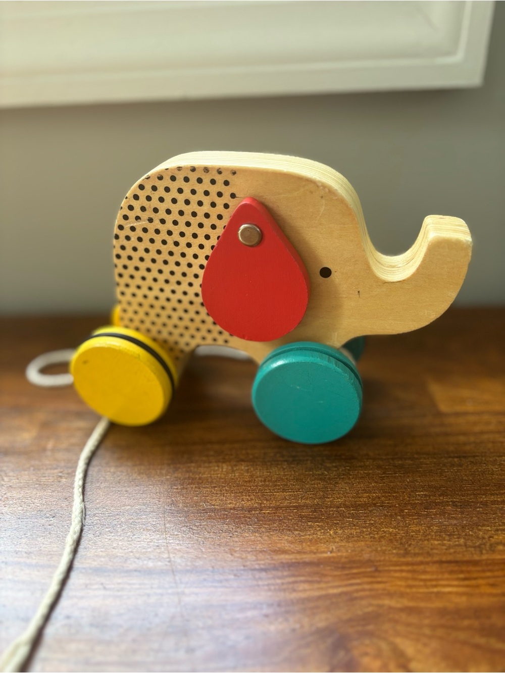 Petit Collage Jumping Jumbo Elephant Wooden Pull Toy